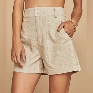 ONA by Yoon Chung Women Tan Linen Blend Shorts M  NWT $148